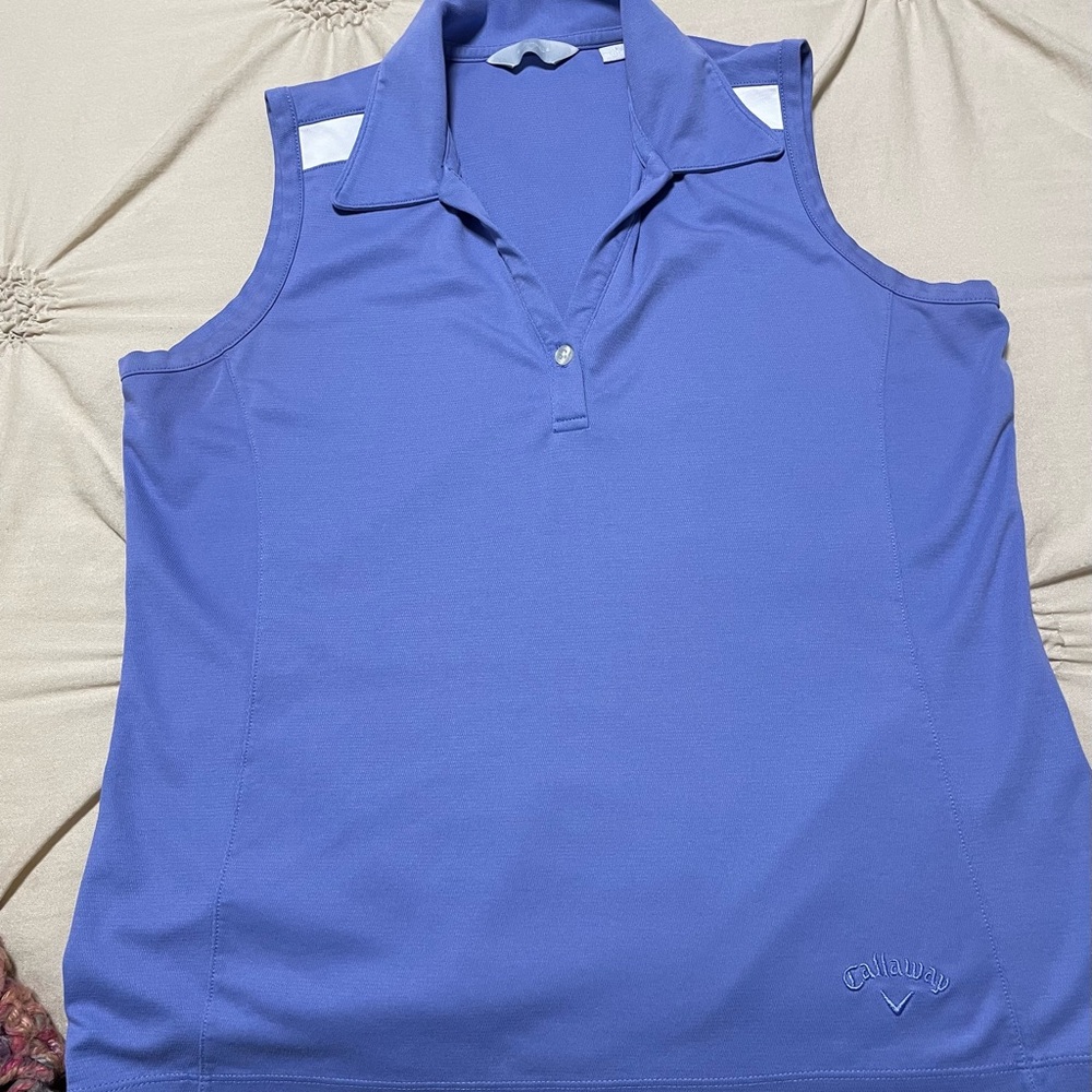 Callaway Women's Purplish Blue Sleeveless Polo Top